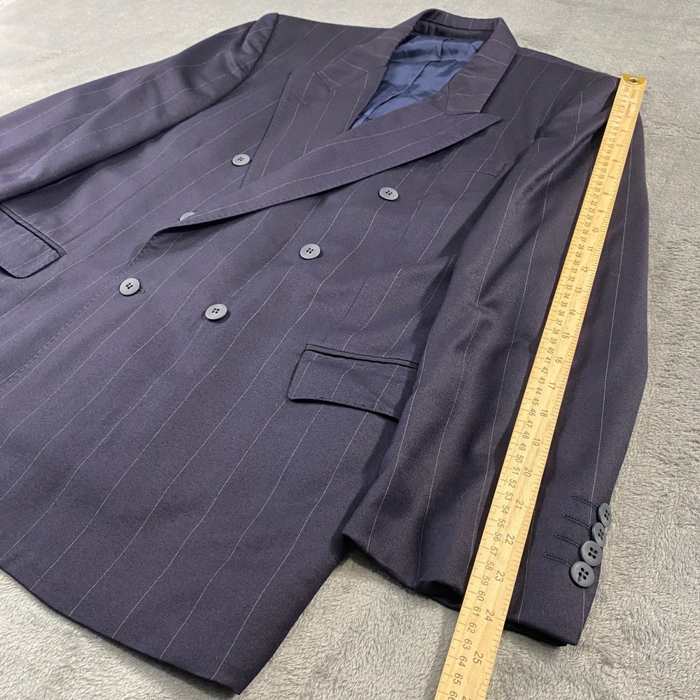 Yves Saint Laurent Blazer Mens 54 Navy Pinstripe Wool Cashmere Vintage 80s 90s - Picture 7 of 12